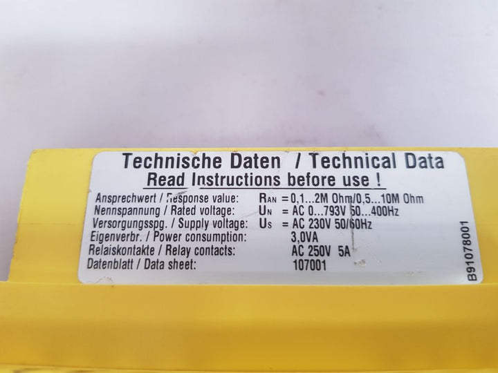 Bender Ireh470Y2-6 Isometer Insulation Monitoring Device B91078001