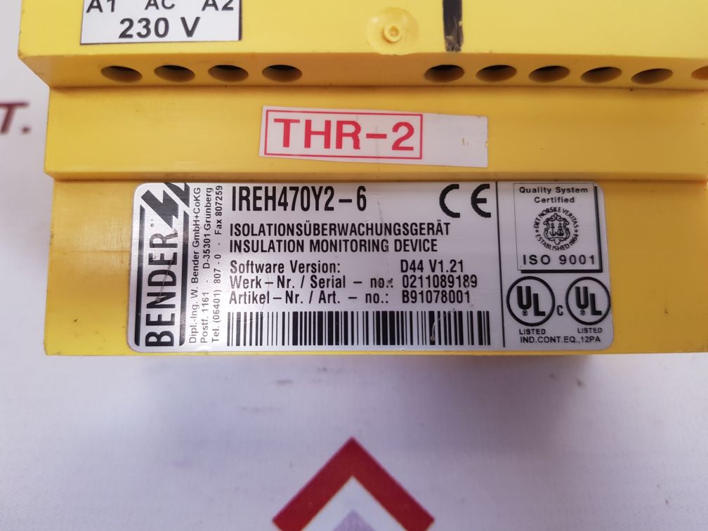 Bender Ireh470Y2-6 Isometer Insulation Monitoring Device B91078001