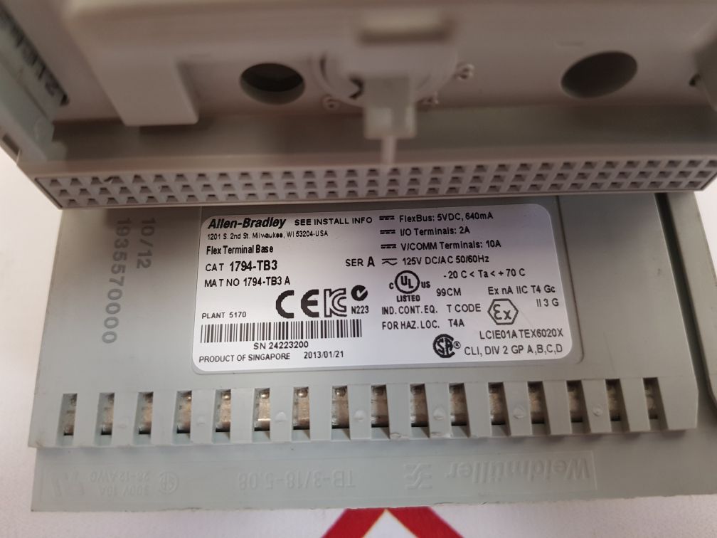 Allen-bradley 1794-tb3 Series A Flex Terminal Base 125V 50/60Hz