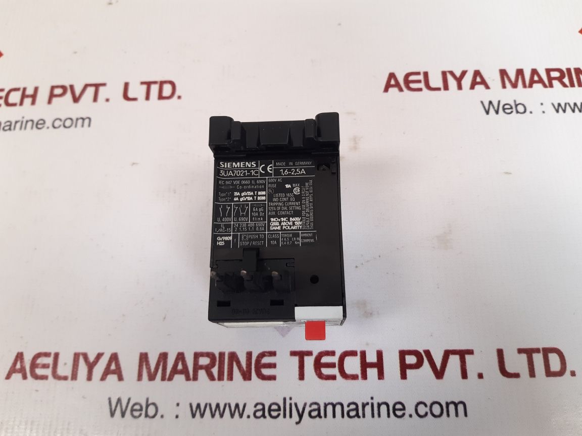 Siemens 3Ua7021-1C Overload Relay 600V Ac