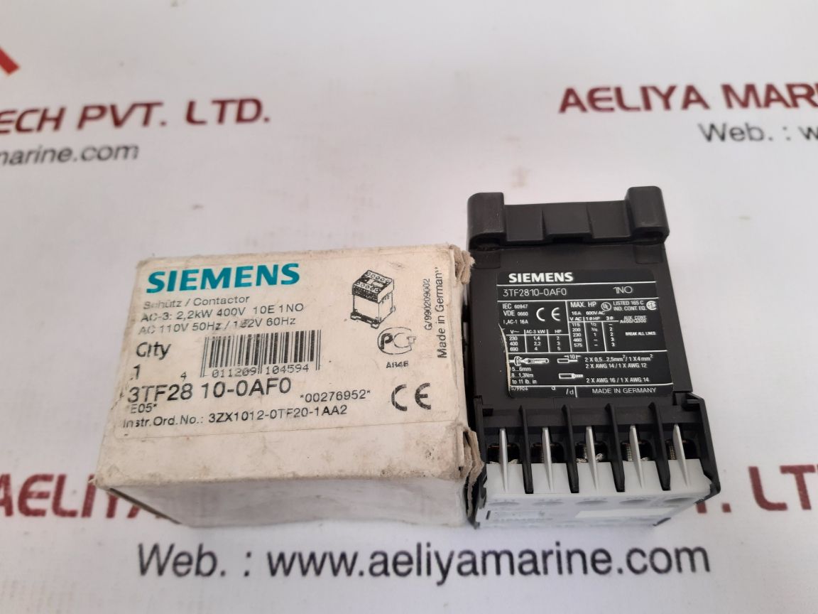 Siemens 3Tf2810-0Af0 Contactor 16A 600V Ac