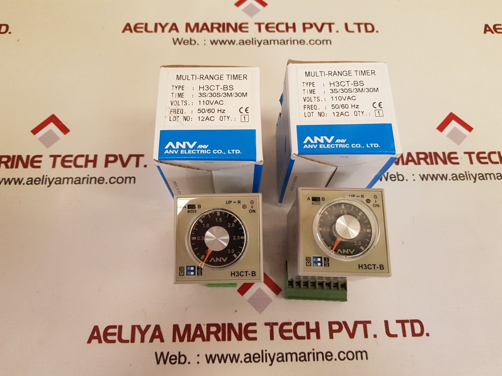 Anv Electric H3Ct-bs Multi-range Timer 5A 250Vac 30M 50/60 Hz