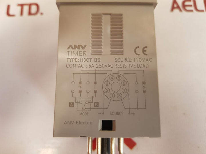 Anv Electric H3Ct-bs Multi-range Timer 5A 250Vac 30M 50/60 Hz