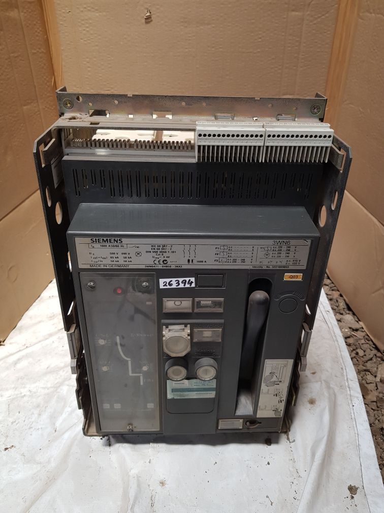 Siemens 3Wn6471-0Hb58-3Ka3 Circuit Breaker In 1600 A 50/60Hz 690V