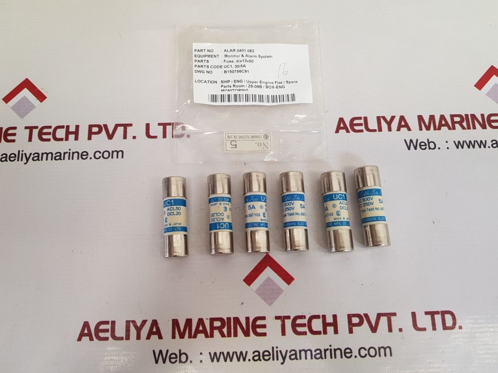 Lot of 5X UTSUNOMIYA ELECTRIC UC1 Cello-Lite Fuse 500VAC 250VDC 5A
