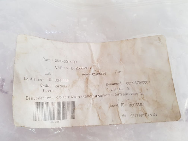 CDE SCRN248R-F/ 86A86105K80 Film Capacitor 0505-0014-00 1 MFD 2000 V Peak