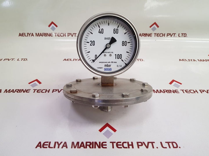 Wika En 837-3 Pressure Gauge 0 To 100 Mbar