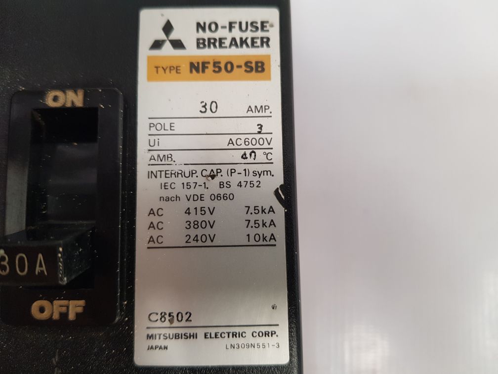 Mitsubishi Nf50-sb Circuit Breaker 30Amp - Aeliya Marine Tech