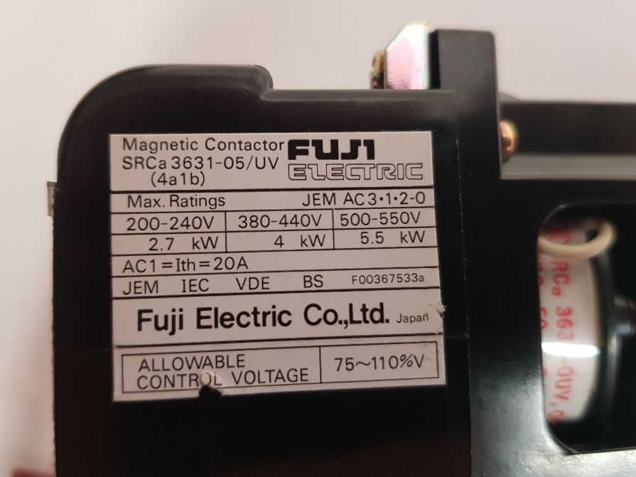Fuji Electric Srca 3631-05/Uv(4A1B) Magnetic Contactor New - Aeliya Marine Tech