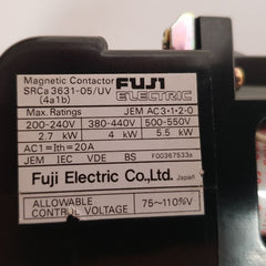 Fuji Electric Srca 3631-05/Uv(4A1B) Magnetic Contactor New - Aeliya Marine Tech