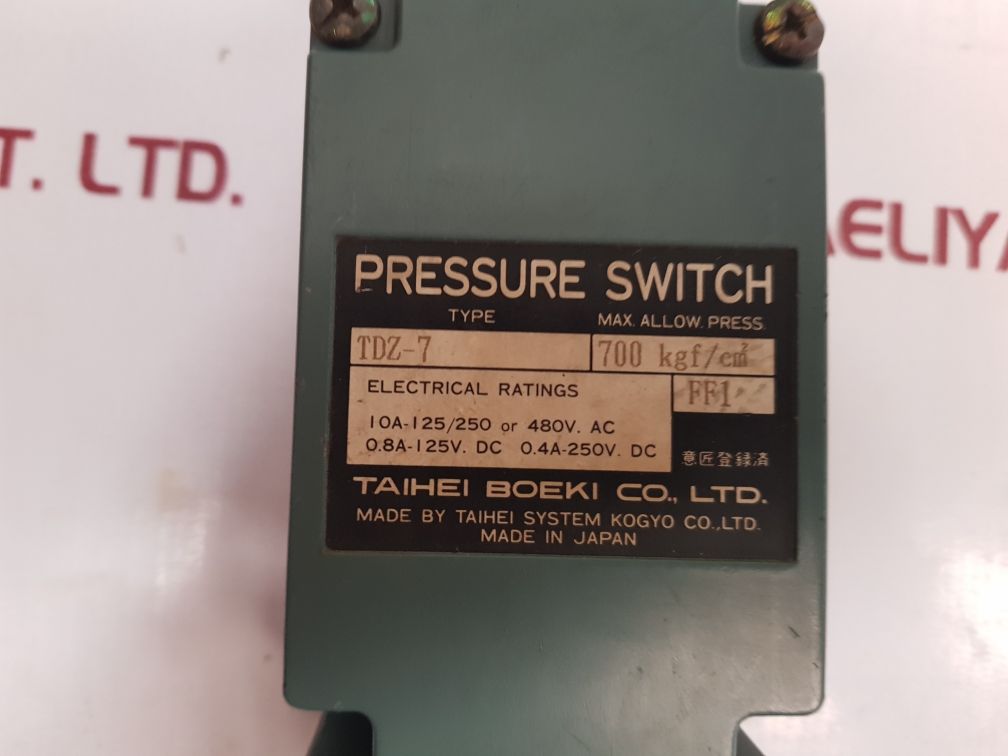Taihei Boeki Tdz-7 Pressure Switch 700 Kgf/Cm2 - Aeliya Marine Tech