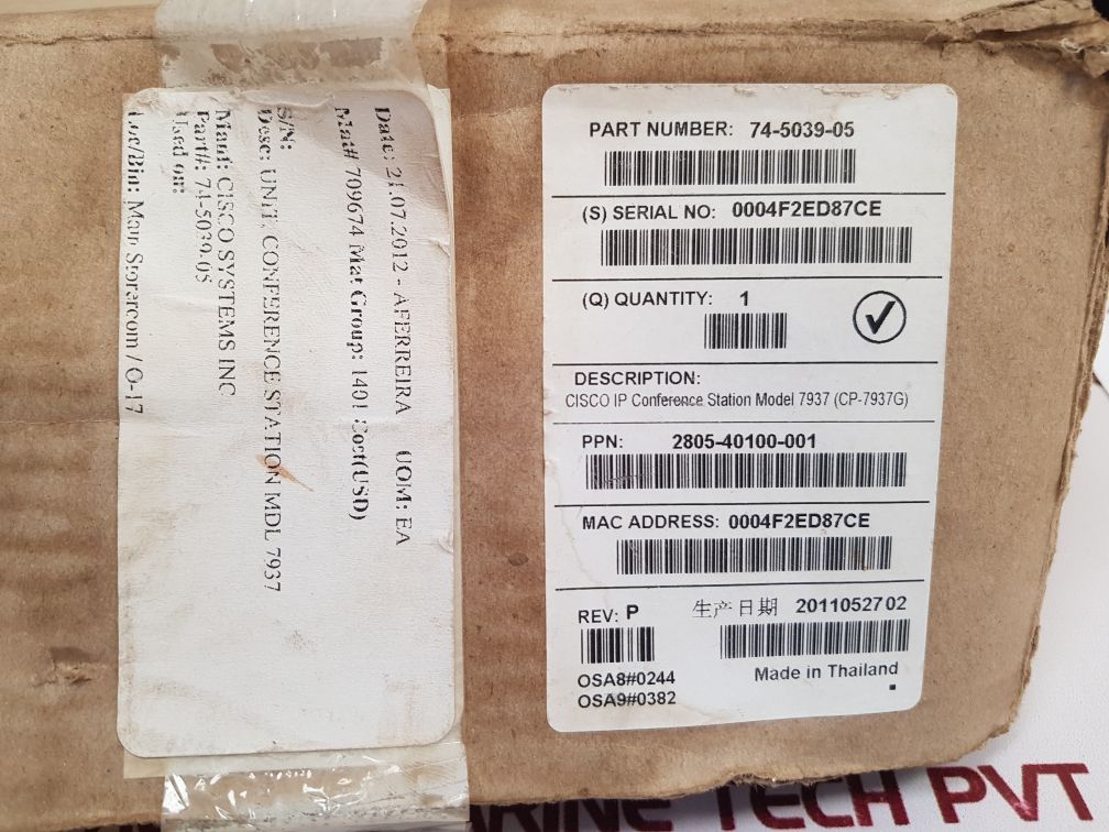 Cisco systems 7937 (cp-7937g) ip conference station 2201-40100-001 - Aeliya Marine Tech