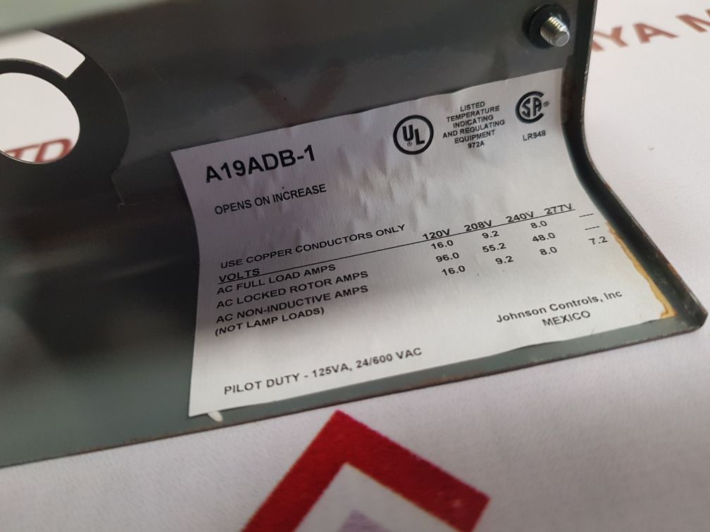 Johnson Controls A19Adb-1 Temperature Control - Aeliya Marine Tech