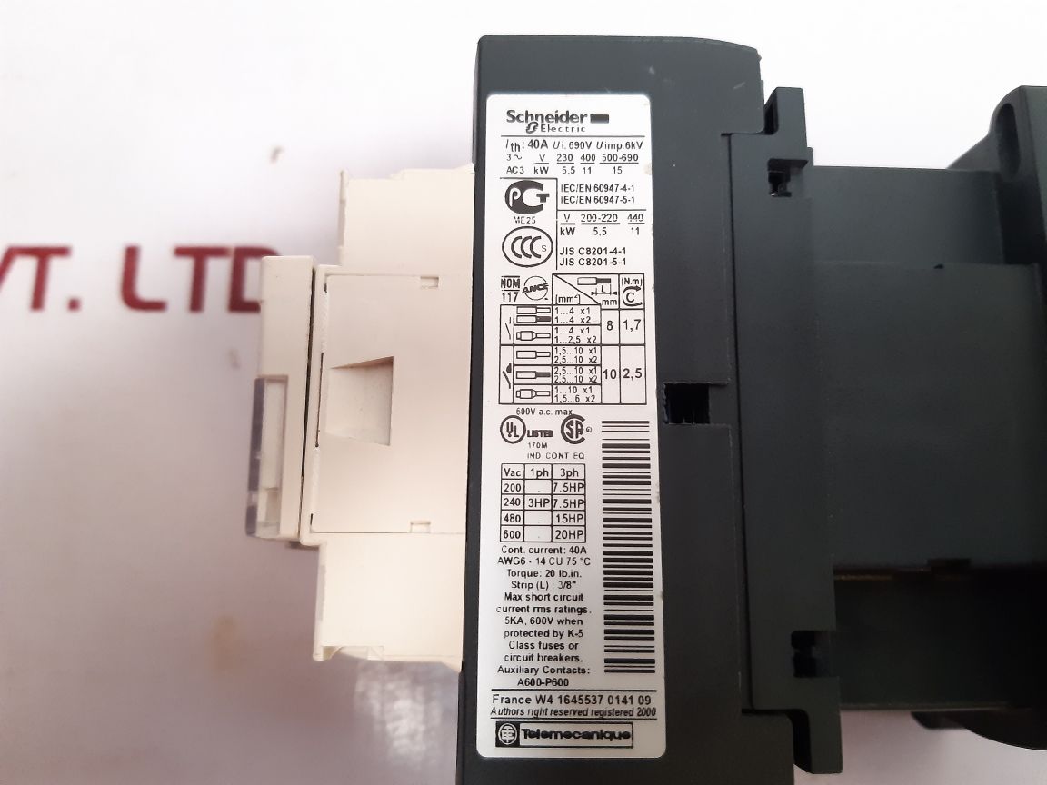 Schneider Electric/Telemecanique Lc1D25 Contactor new - Aeliya Marine Tech