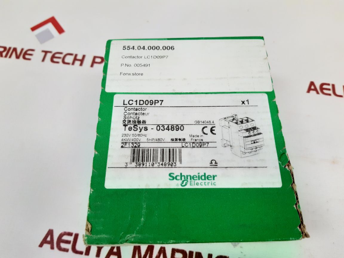 Schneider Electric/Telemecanique Lc1D09P7 Contactor Lc1D09 - Aeliya Marine Tech