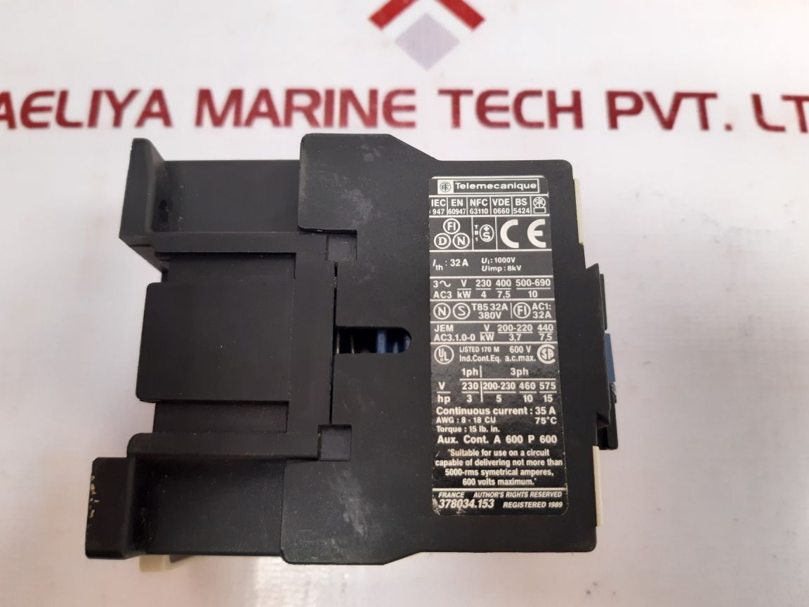 Telemecanique lc1 d18 10 contactor 220-230v 50hz 220-240v 60hz - Aeliya Marine Tech