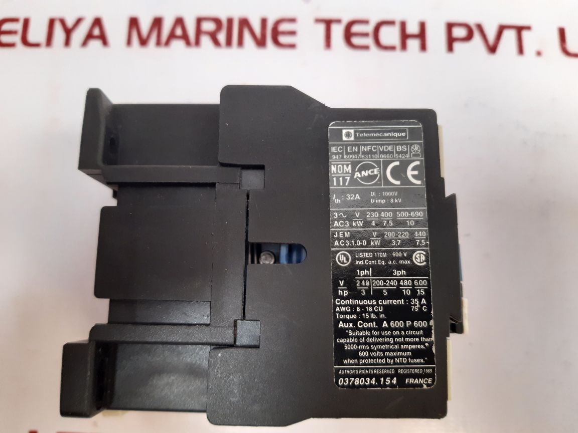 Telemecanique Lc1 D1810 Contactor 220-230v 50hz 220-240v 60hz - Aeliya Marine Tech