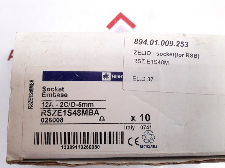 Set Of 9X Telemecanique Rsze 1S48M Socket Base (1Box = 9Pcs) - Aeliya Marine Tech