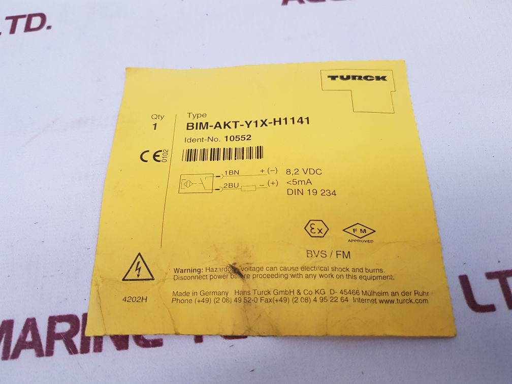 Turck Bim-akt-y1X-h1141 Cylinder Position Sensor - Aeliya Marine Tech
