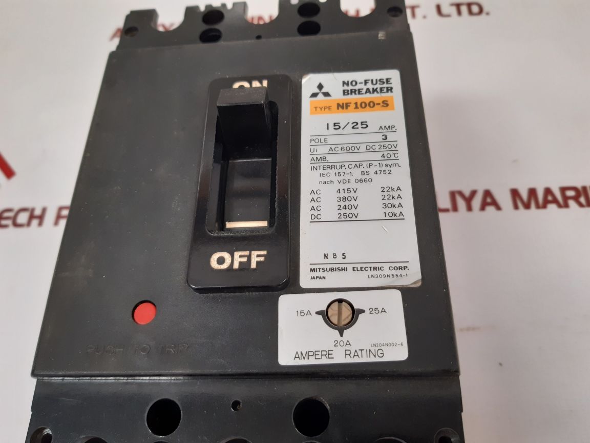 Mitsubishi Nf100-s No-fuse Breaker 15/25 Amp - Aeliya Marine Tech