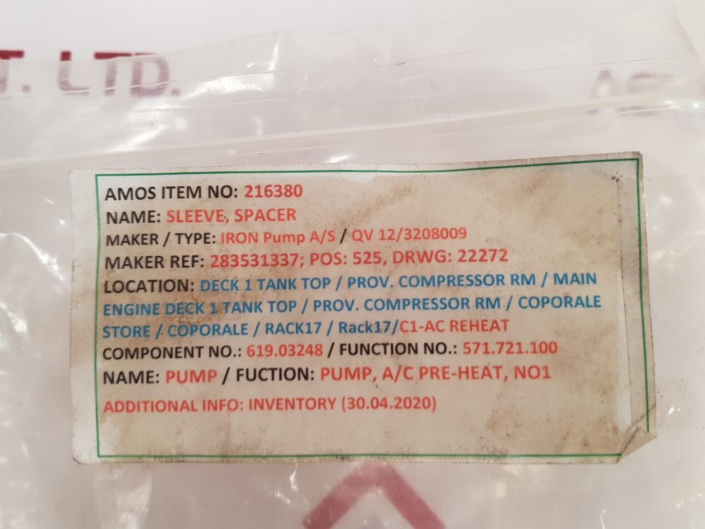 Iron Pump 216380 Spares, Amos - Aeliya Marine Tech