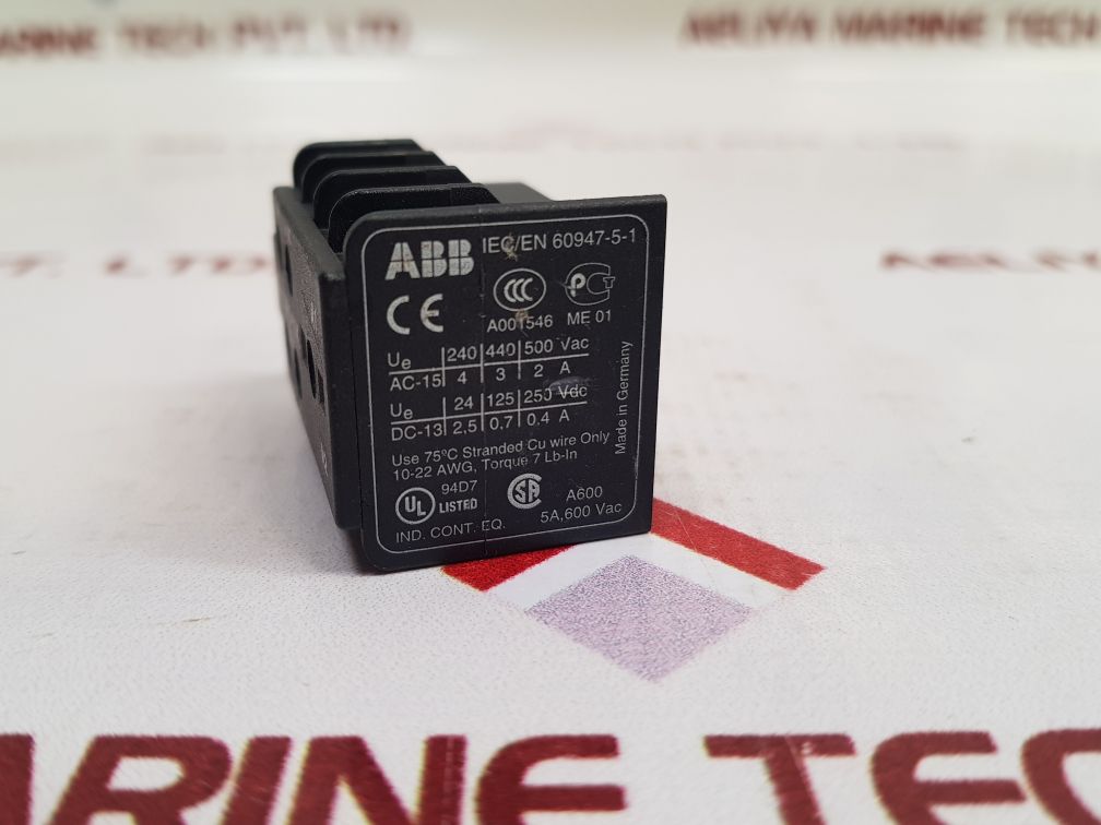 Abb Caf6-11K Micro Contactor Auxiliary Contact Iec/En 60947-5-1 5A 600Vac - Aeliya Marine Tech