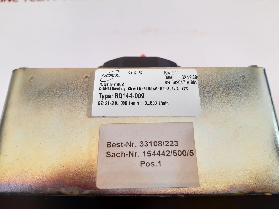 Noris rq144-009 rpm meter 0...300 1/min= 0...600 1/min - Aeliya Marine Tech