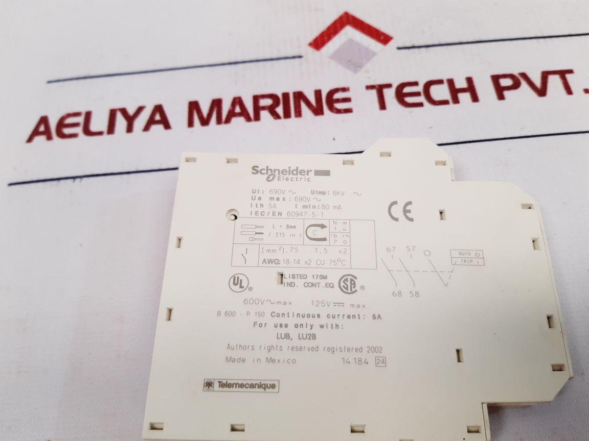 Schneider Electric Lua8E20 Auxiliary Contact Block - Aeliya Marine Tech
