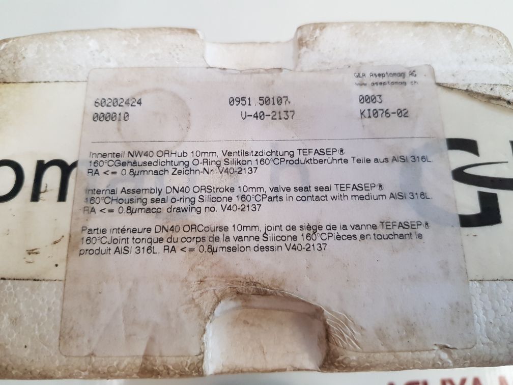 Gea Aseptomag V-40-2137 Bellows 0951.50107 - Aeliya Marine Tech