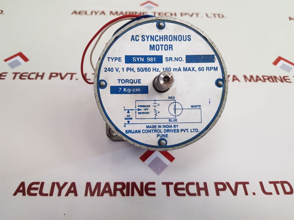 Srijan Control Syn 981 Ac Synchronous Motor Torque: 7 Kg-cm - Aeliya Marine Tech