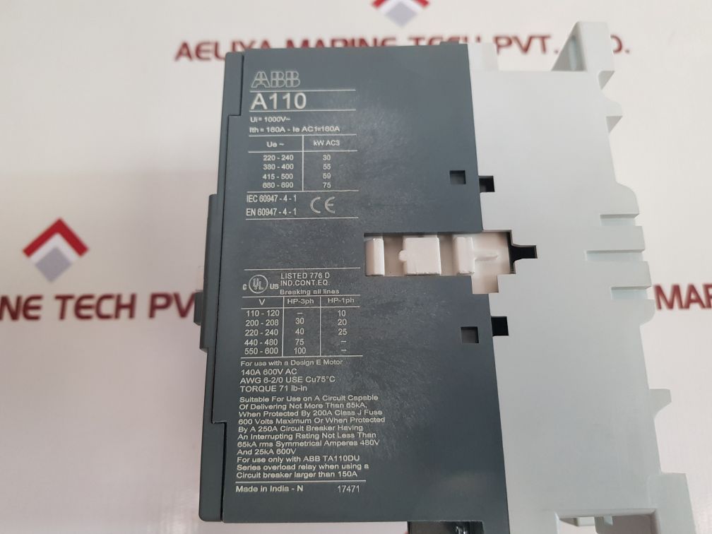 Abb A110-30 Contactor With Cal18-11 New - Aeliya Marine Tech