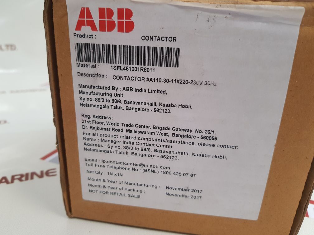 Abb A110-30 Contactor With Cal18-11 New - Aeliya Marine Tech