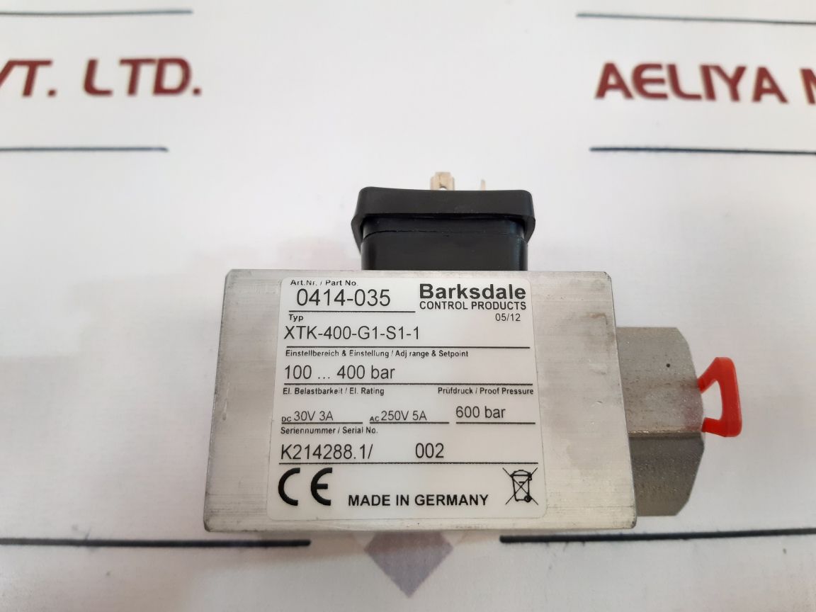Barksdale Control Xtk-400-g1-s1-1 Pressure Switch - Aeliya Marine Tech