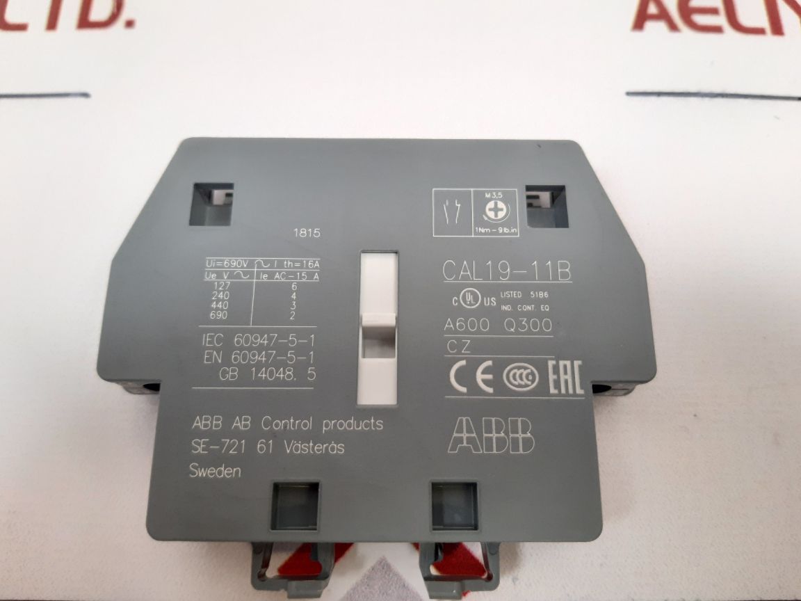 Abb Cal19-11B Auxiliary Contact Contactor - Aeliya Marine Tech