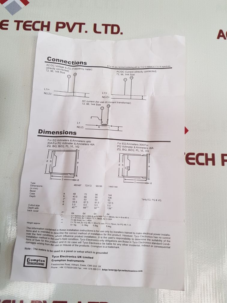Crompton E242-89Rg Analog Indicator - Aeliya Marine Tech