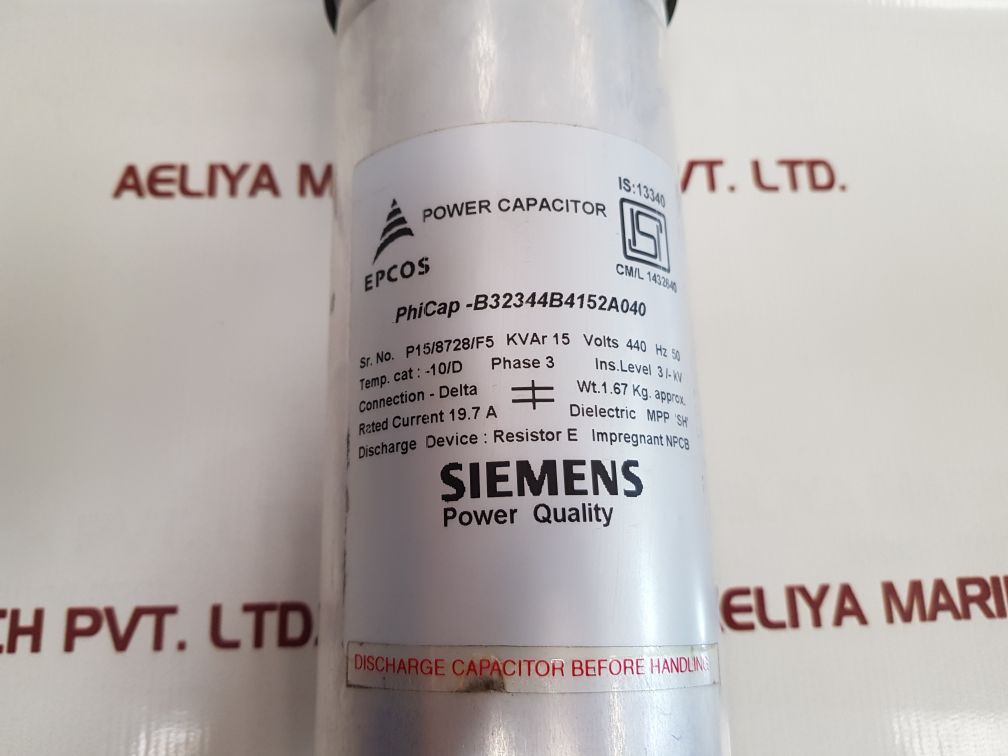 Siemens B32344B4152A040 Power Capacitor - Aeliya Marine Tech