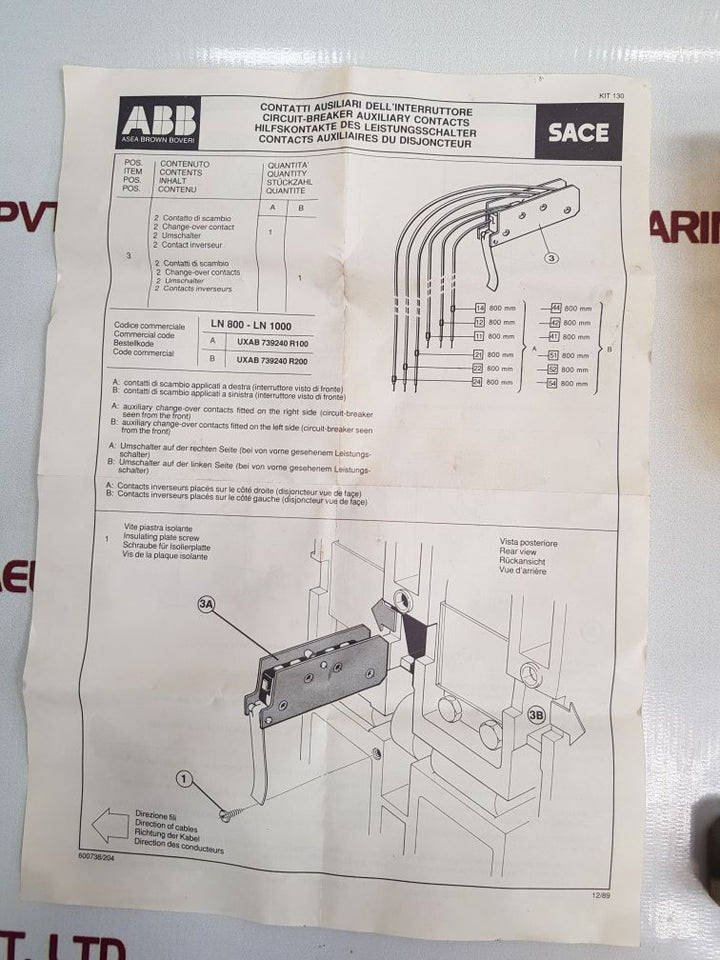 Abb Uxab 739240 R 200 Auxiliary Contacts Circuit-breaker - Aeliya Marine Tech