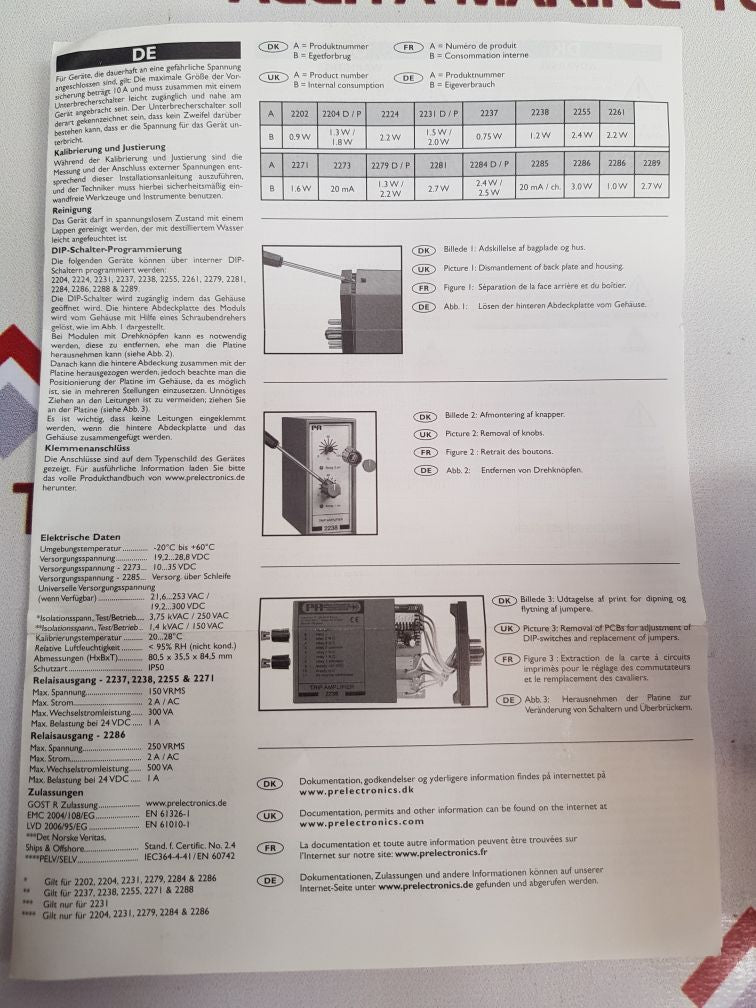 Pr electronics 2204 isolation amplifier 2204s104 1.3w - Aeliya Marine Tech