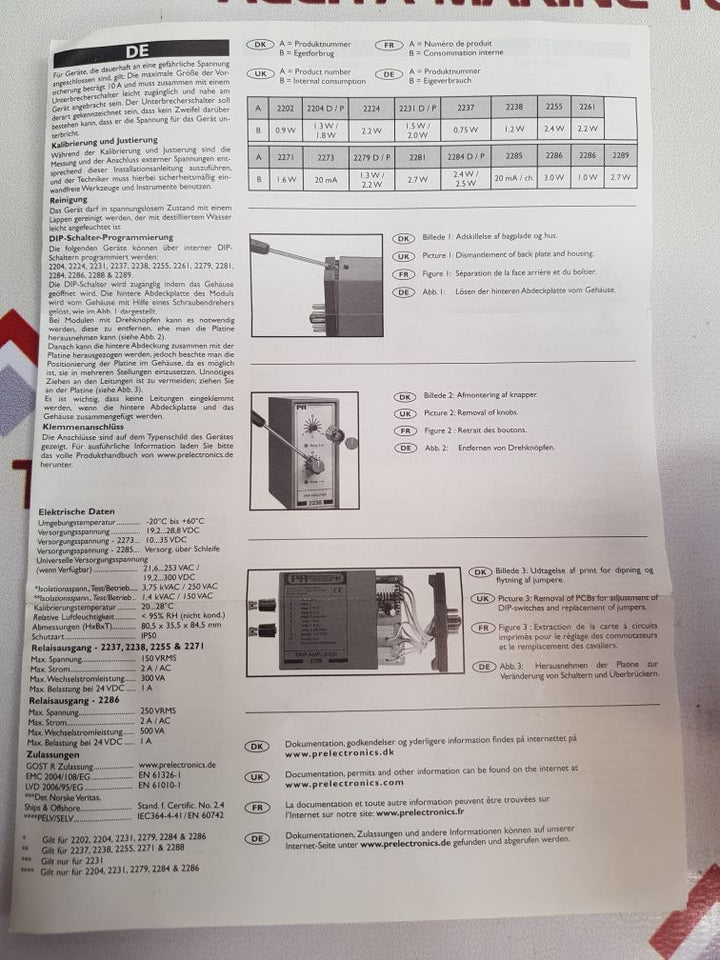 Pr electronics 2204 isolation amplifier 2204s104 1.3w - Aeliya Marine Tech