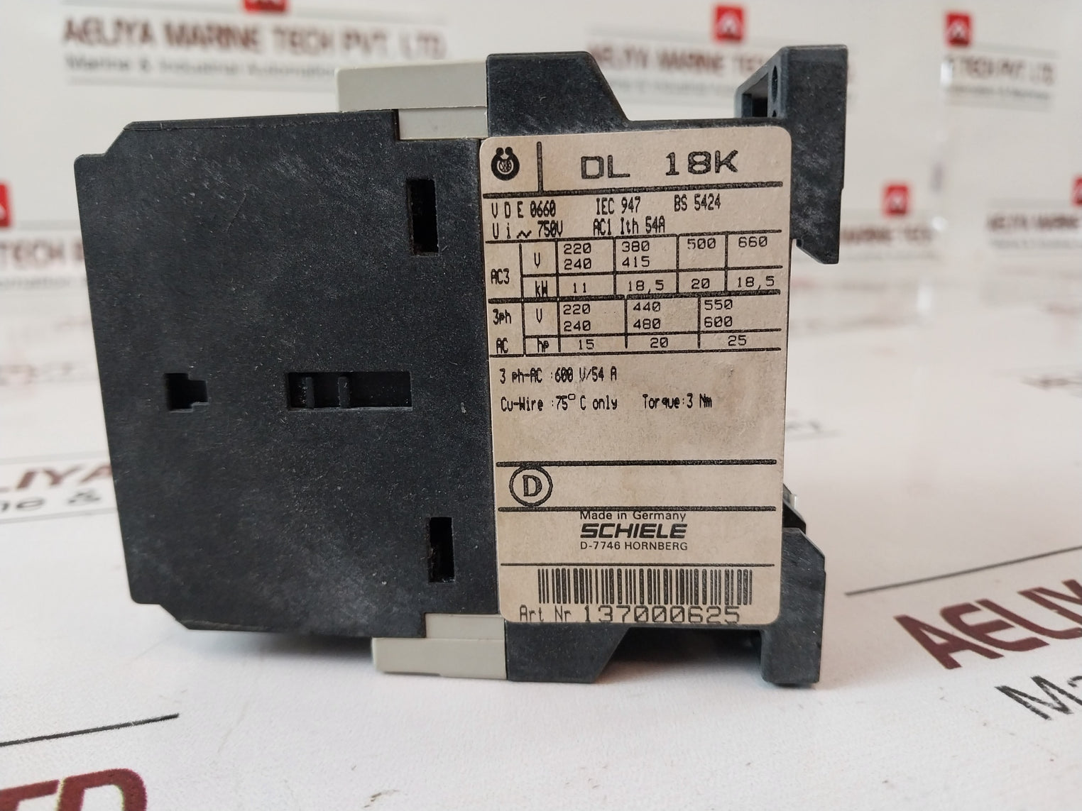 Schiele dl 18k contactor 110v 60hz 96v 50hz