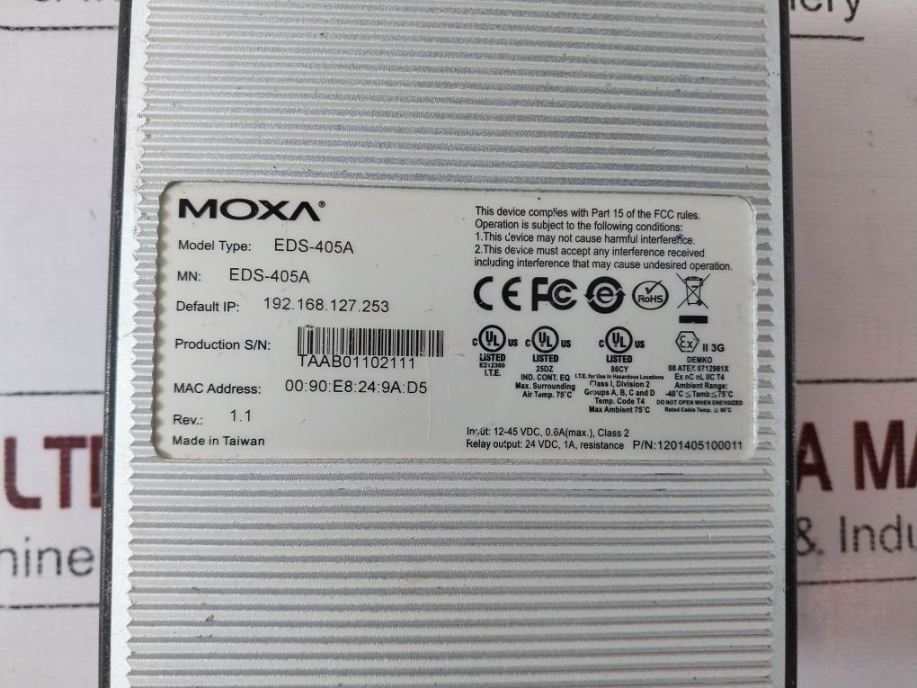 Moxa eds-405a etherdevice switch 1201405100011