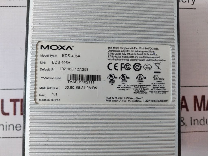 Moxa eds-405a etherdevice switch 1201405100011