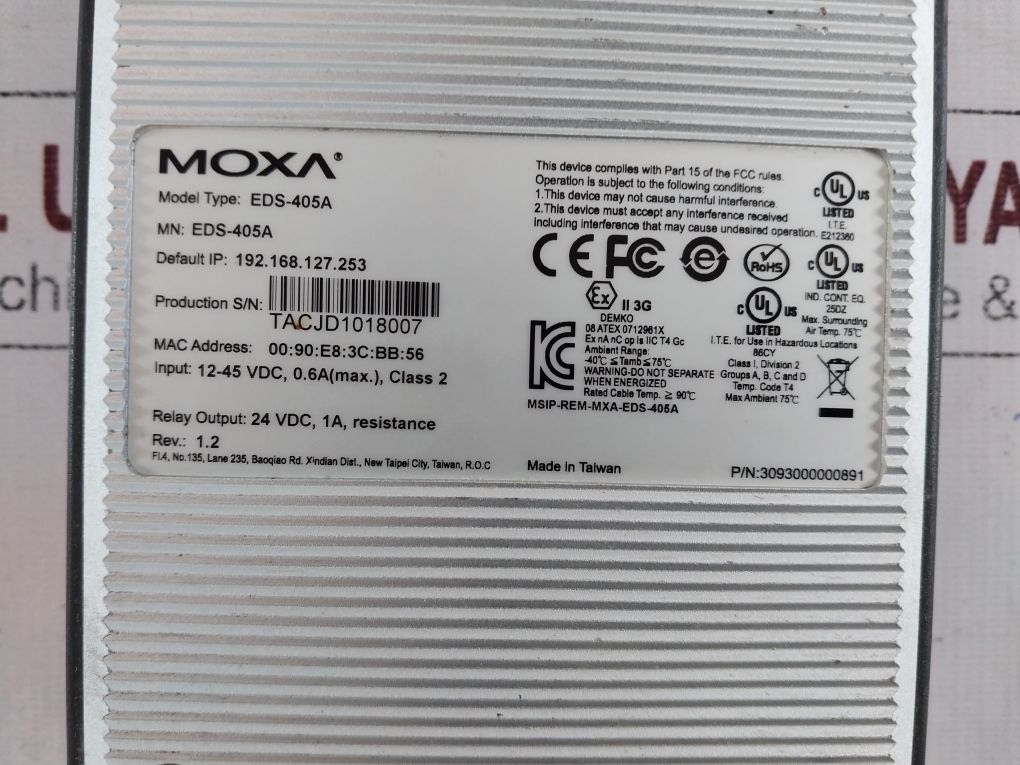 Moxa Eds-405a Etherdevice Switch 3093000000891 24 Vdc