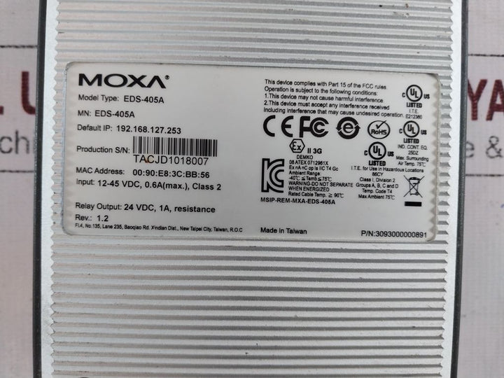 Moxa Eds-405a Etherdevice Switch 3093000000891 24 Vdc