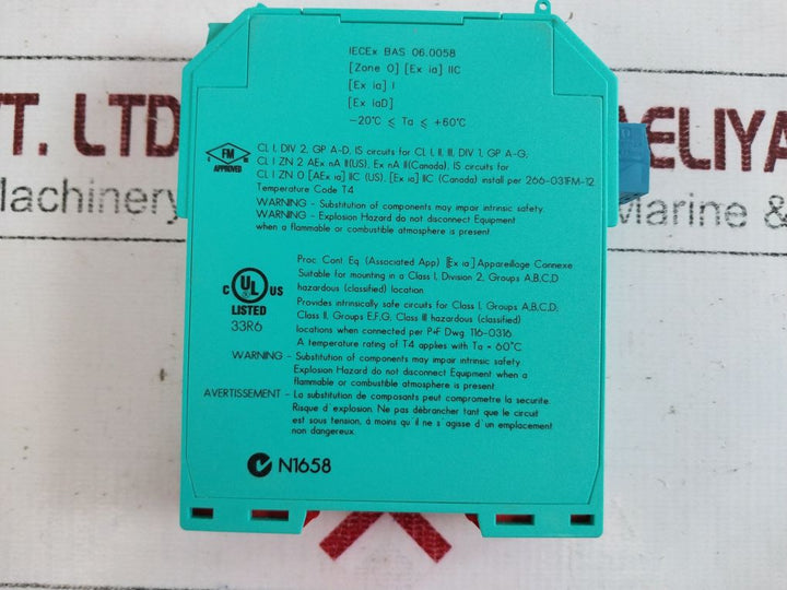 Pepperl+Fuchs Kfd0-sd2-ex1.1045 Solenoid Driver 133240 25.2V 93Ma 586Mw