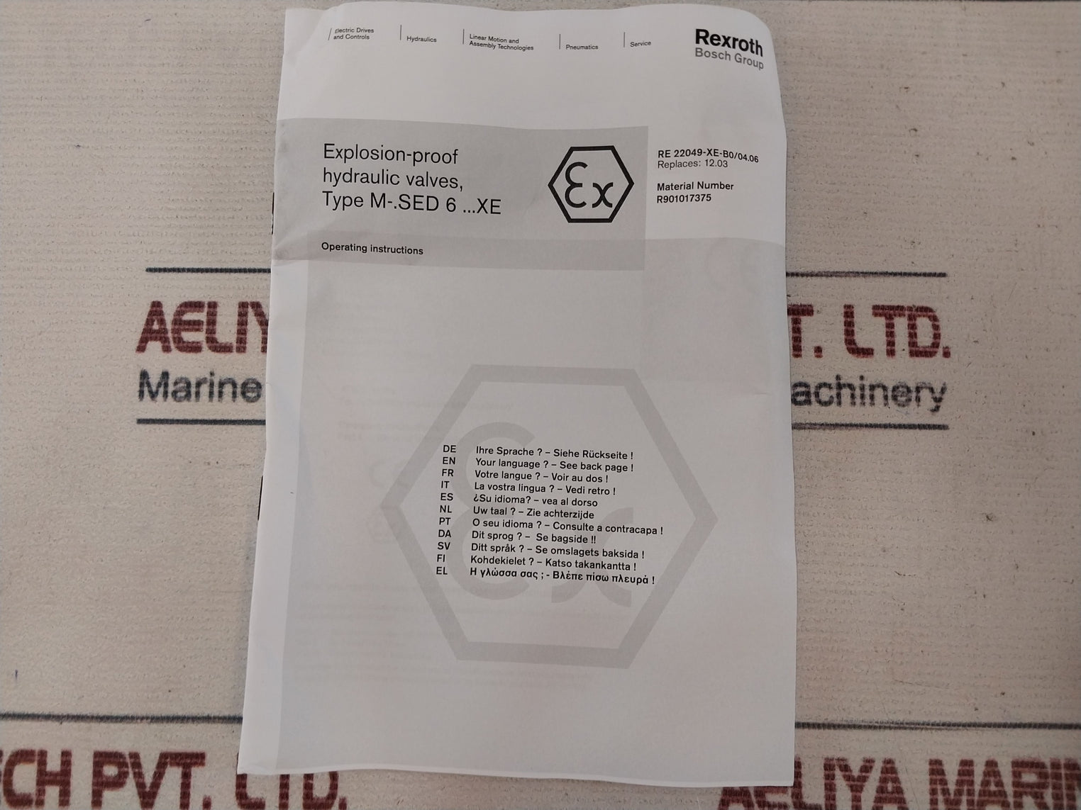 Rexroth R901269665 Explosion-proof Hydraulic Valve Gz45-2 Xe 