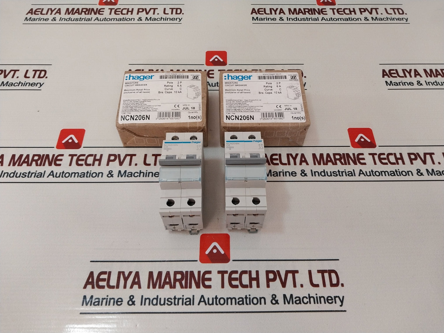 Hager ncn206n miniature circuit breaker 6a 2-pole