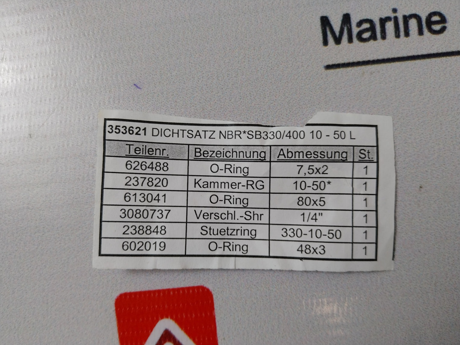 Hydac 353621 Accumulator Repair Kit