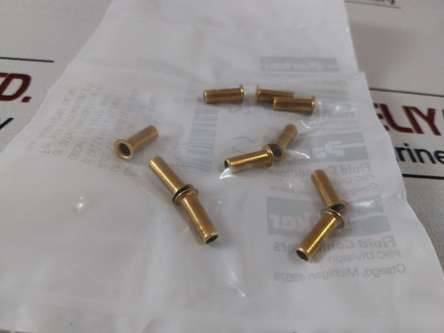 Lot of 20X Parker 2P207 Tubing Brass Fitting 1/4