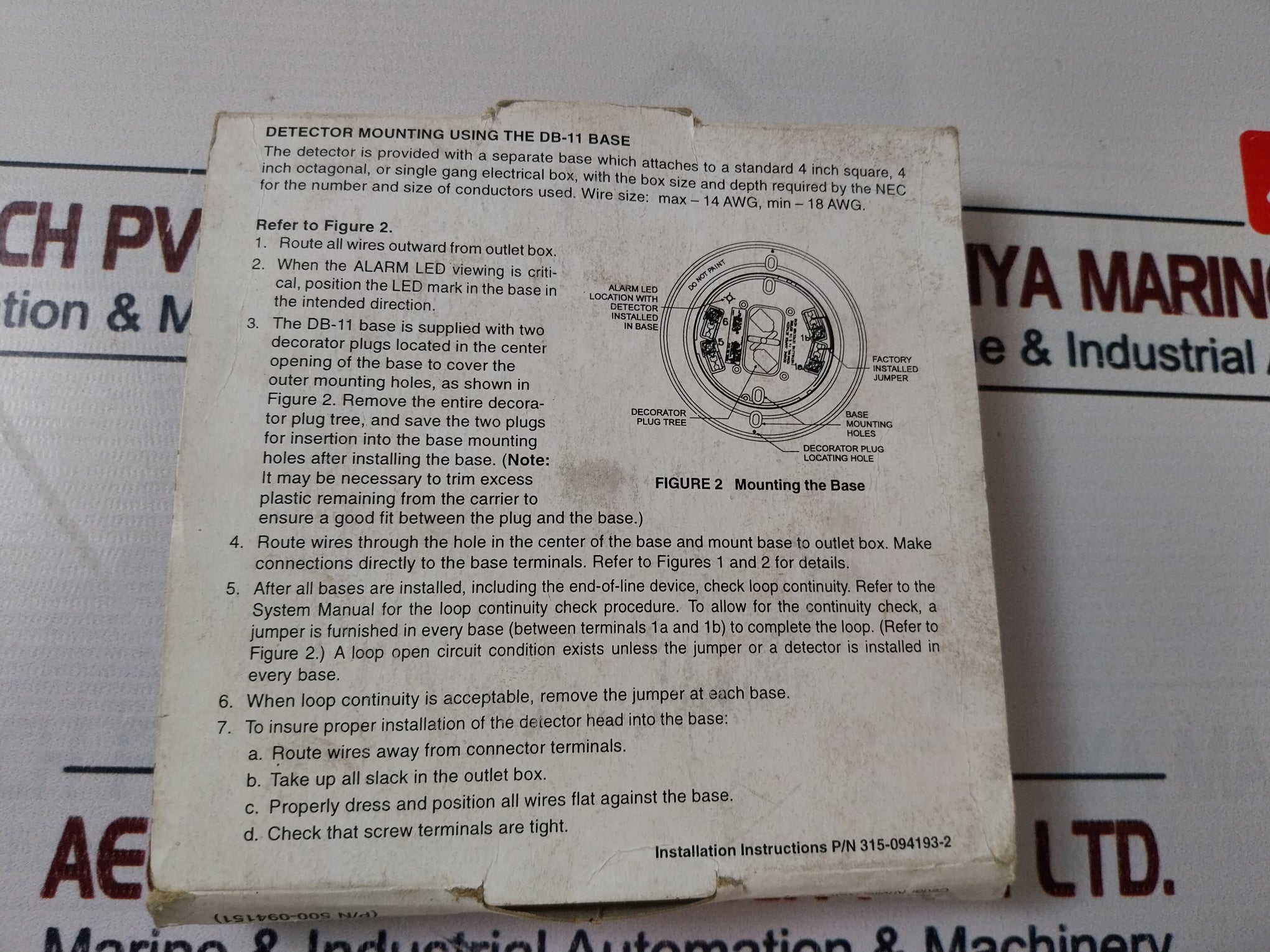 Lot Of 2X Cerberus DB-11 Detector Mounting Base 595-193755/500-094151